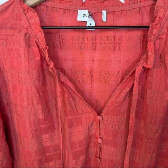 *NWOT* Evereve Peplum Crinkle Blouse in Mineral Red, Size Large - Picture 4 of 11